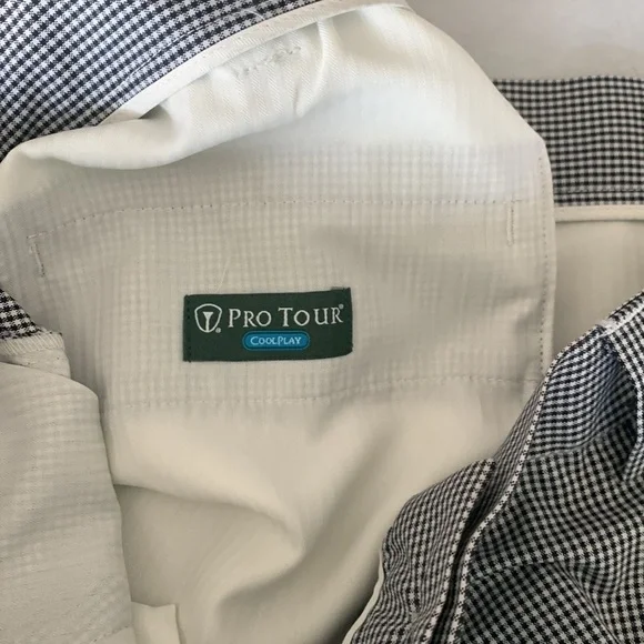 Pga Tour Cool Play Black And White Checked Golf Shorts Size 40 - Picture 4 of 5